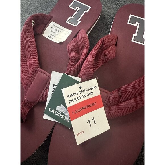 Lacoste Men's Randle SPM Canvas Flip Flop Red Size 11  New - Picture 14 of 16